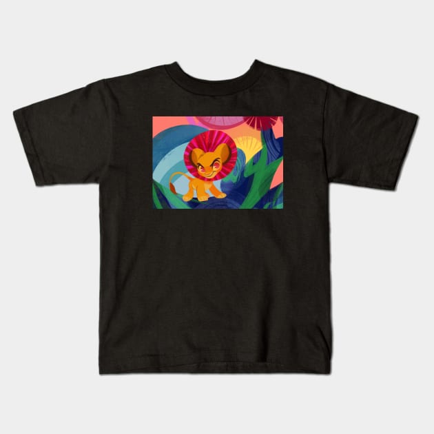 King of the Jungle Kids T-Shirt by ColorMeowStudio